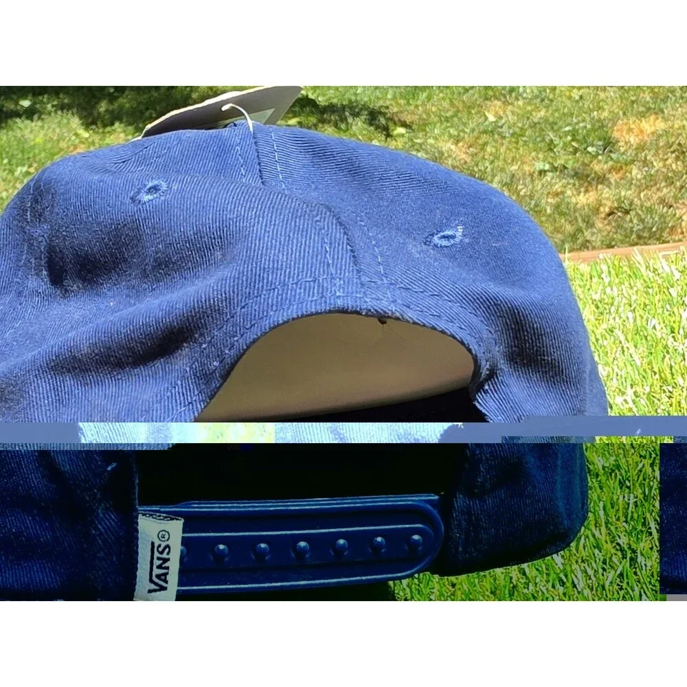Vans Off The Wall International Sole Hat Cap Blue Black Rim Snapback Skater NWT